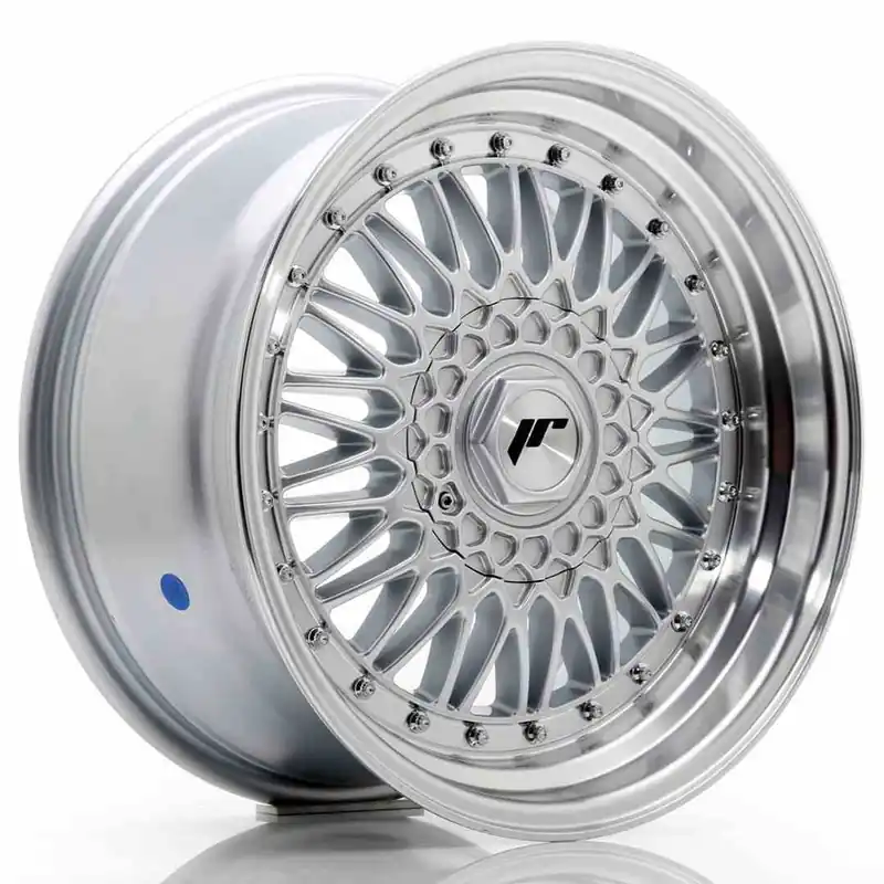 Wyprzedaż JR Wheels JR9 17x8,5 ET20-35 BLANK Silver w/Machined Lip+Silver Rivets