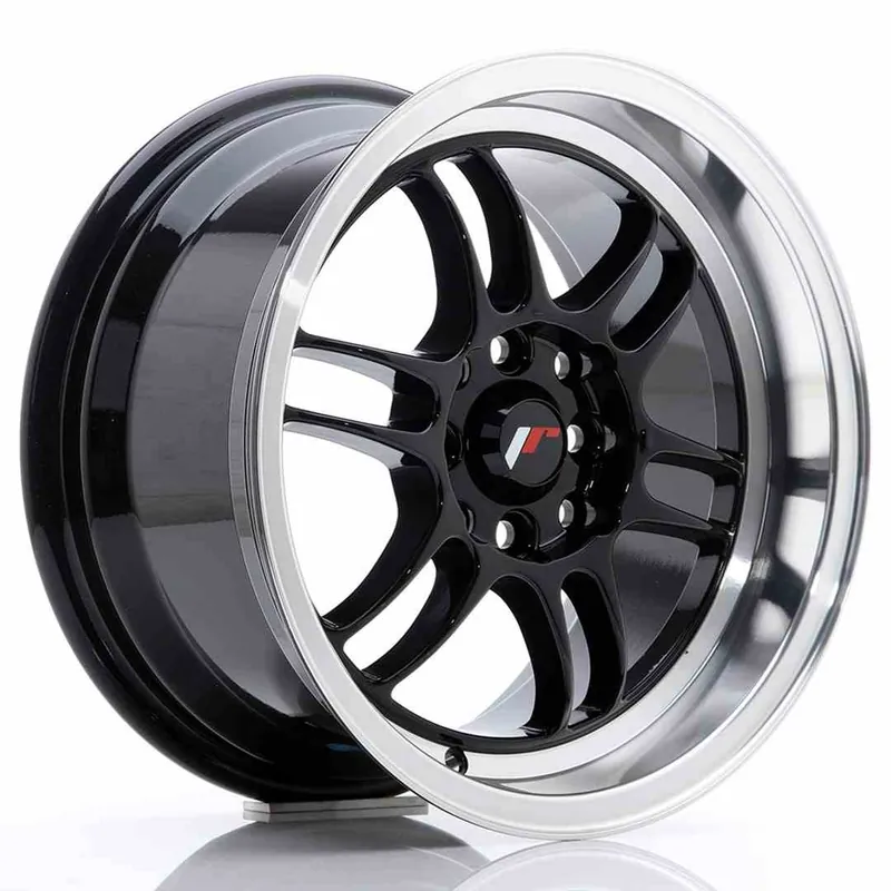 Zniżka JR Wheels JR7 15x8 ET35 4x100/114 Glossy Black w/Machined Lip