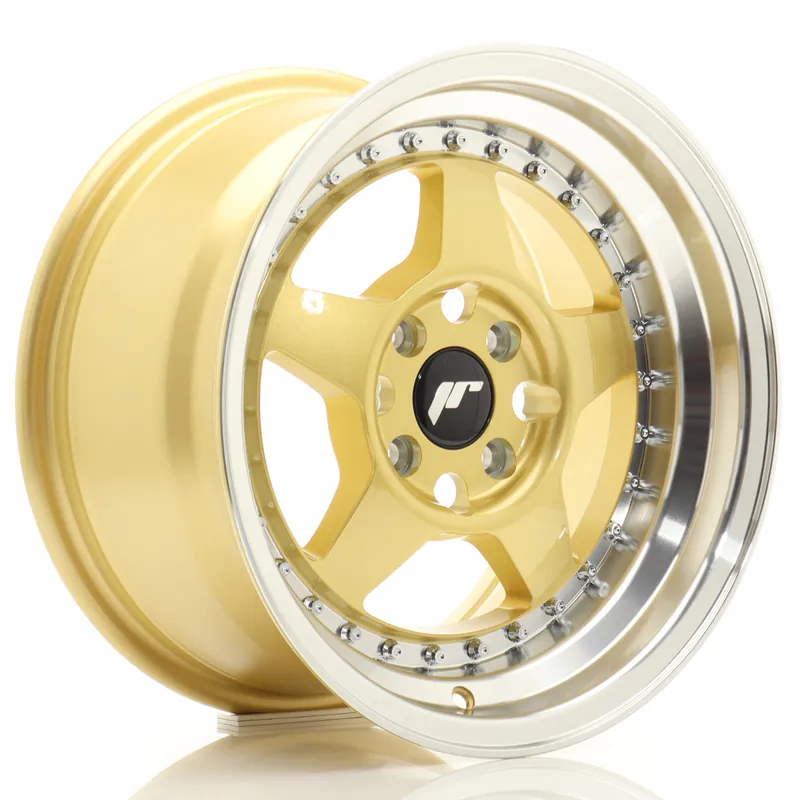 Wyjątkowa oferta JR Wheels JR6 15x7 ET25 4x100/108 Gold w/Machined Lip