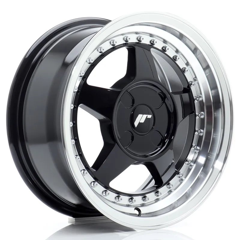 Tylko do końca tygodnia JR Wheels JR6 15x7 ET20-35 4H BLANK Gloss Black w/Machined Lip
