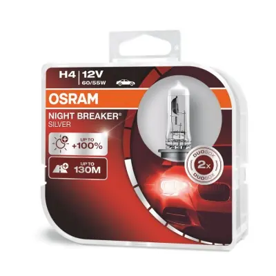 Obniżka ceny Żarówki OSRAM Night Breaker Silver +100% H4 12V 60/55W (2 szt.)