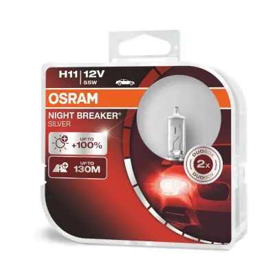 Żarówki OSRAM Night Breaker Silver +100% H11 12V 55W (2 szt.) Darmowy zwrot