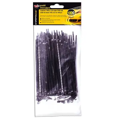 Paski mocujące czarne 100szt. 140x3,6 mm Rabat