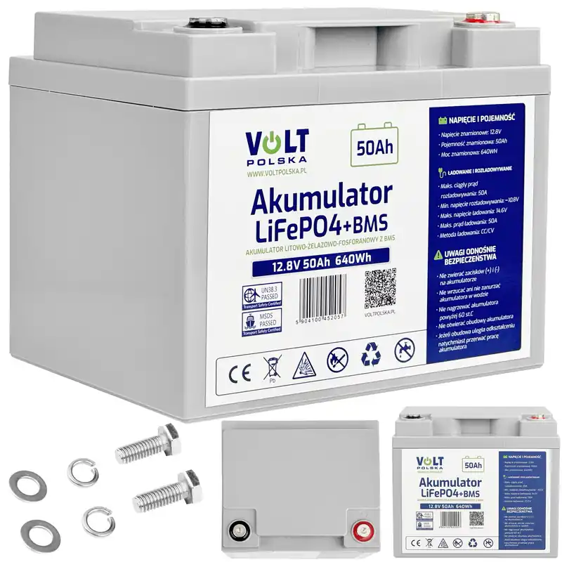 Akumulator bateria litowa LiFePO4 12,8V 12V 50Ah (50A) BMS lekki 6kg VOLT POLSKA Wybór klientów
