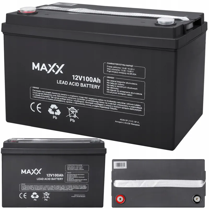 Akumulator bezobsługowy lead acid vrla do zasilacz awaryjny ups 12V 100Ah MAXX Bezpieczna płatność