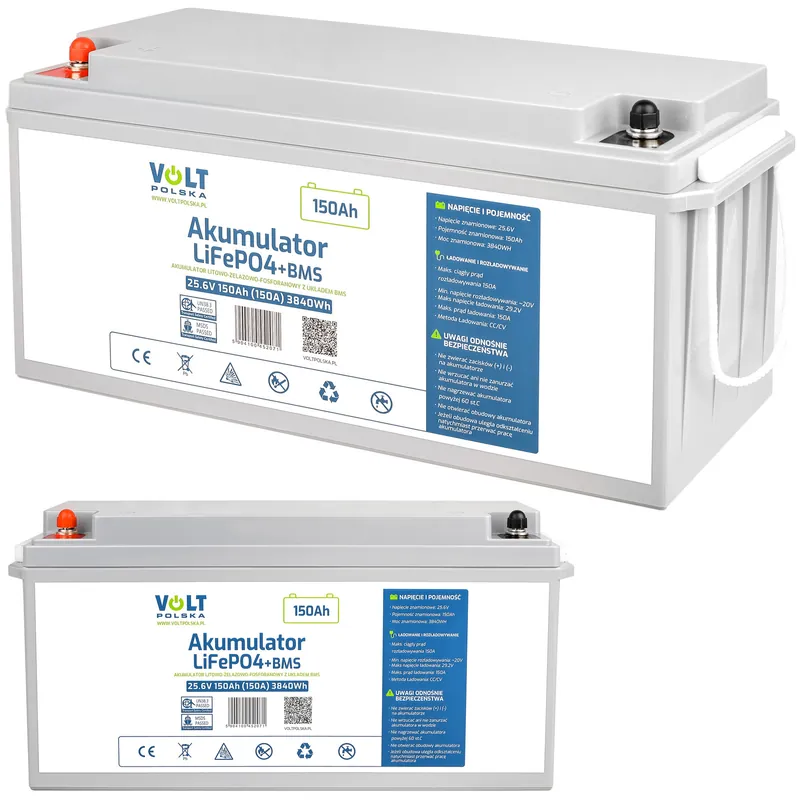Akumulator LiFePo4 BMS 150Ah 25,6V 150A bezobsługowy do łodzi kampera VOLT POLSKA Niska cena