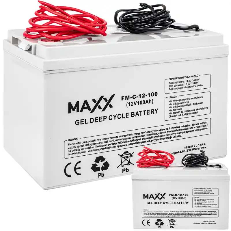 Akumulator solarny do fotowoltaiki ups deep cycle gel przewody 12v 100ah 4SUN Premium
