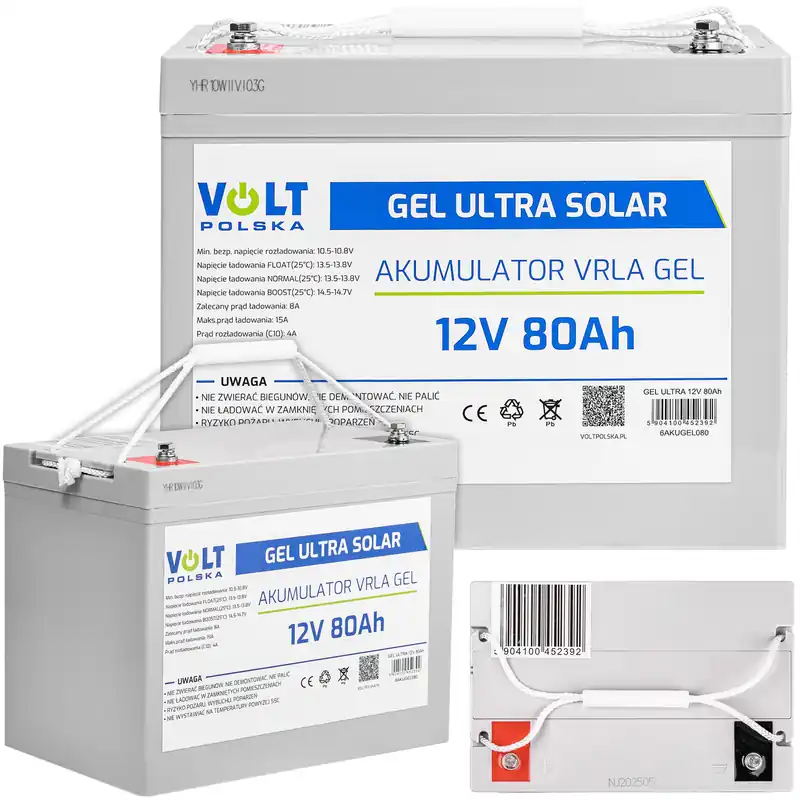 Akumulator żelowy głębokiego rozładowania 12V 80Ah V-PRO VOLT POLSKA Hit cenowy