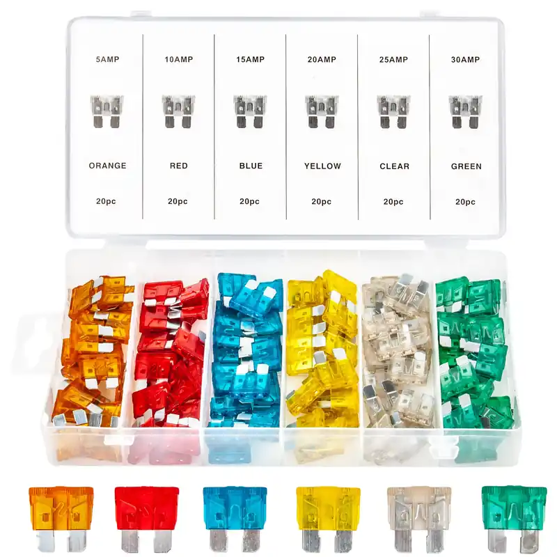 Bezpieczniki Samochodowe 5A-30A 120 sztuk Zestaw FALON-TECH Hit cenowy