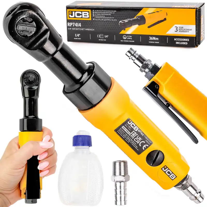 Grzechotka nasadowa pneumatyczna 1/4" klucz kątowy do kompresora 36Nm JCB Ekspresowa dostawa