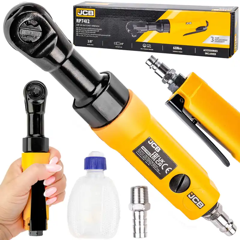 Grzechotka nasadowa pneumatyczna 3/8" klucz kątowy do kompresora 68Nm JCB Nowy