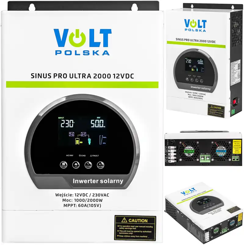 Inwerter solarny SINUSPRO ULTRA 60A MPPT (12V/230V/2000W) VOLT POLSKA Zniżka