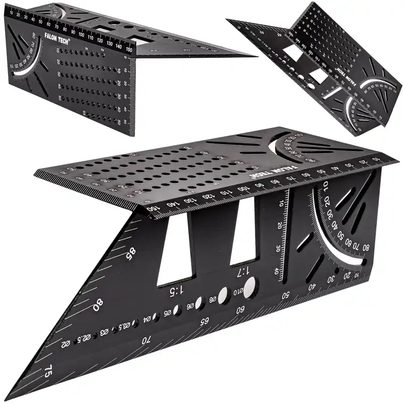 Hit cenowy Kątownik japoński aluminiowy stolarski 3D przymiar miara miarka linijka FALON-TECH