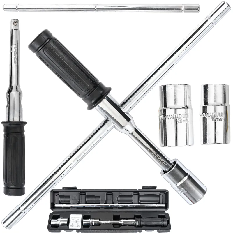 Klucz do kół samochodowy krzyżak składany 4 nasadki 17 19 21 23 mm walizka FORSAGE Taniej