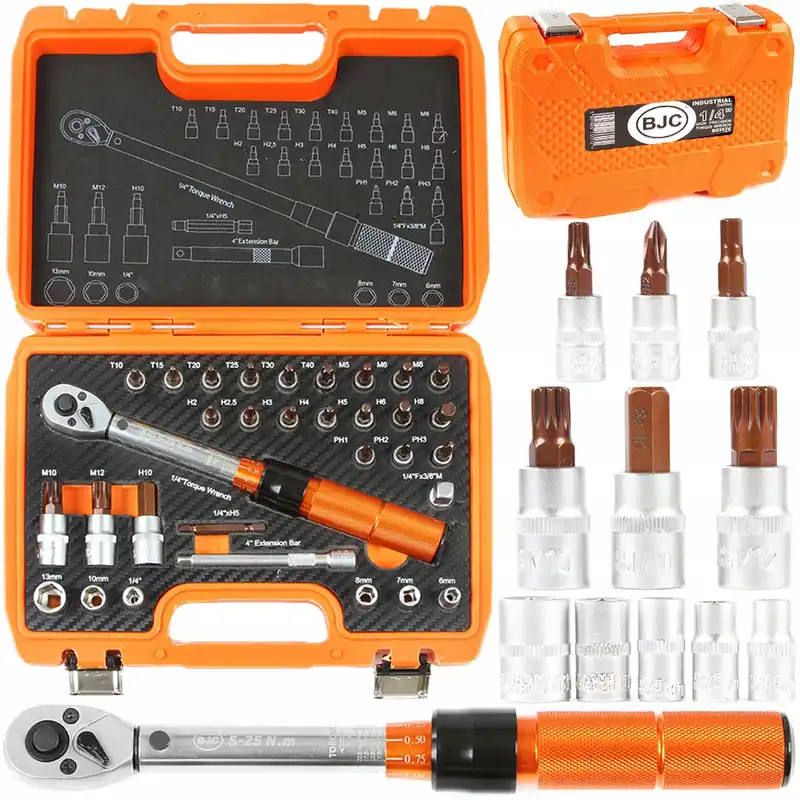 Klucz dynamometryczny 1/4" 5-25 Nm zestaw bity certyfikat kalibracji BJC Wyjątkowa oferta