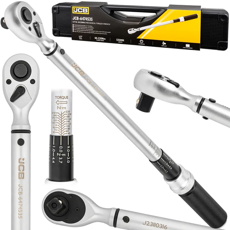 Nowy Klucz dynamometryczny z blokadą etui certyfikat kalibracji 40-220Nm 1/2" JCB