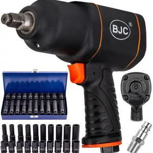 Klucz udarowy pneumatyczny kompozytowy 1/2" 1850Nm BJC +Nasadki 10-19mm 20szt. Szybka wysyłka