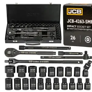 Klucze nasadowe nasadki udarowe grzechotka 1/2" 26el 8-32mm walizka JCB Ograniczona ilość