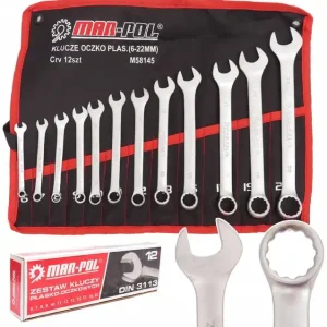 Klucze płasko oczkowe 6-22 mm 12 el klucze płaskie MAR-POL Hit sprzedaży
