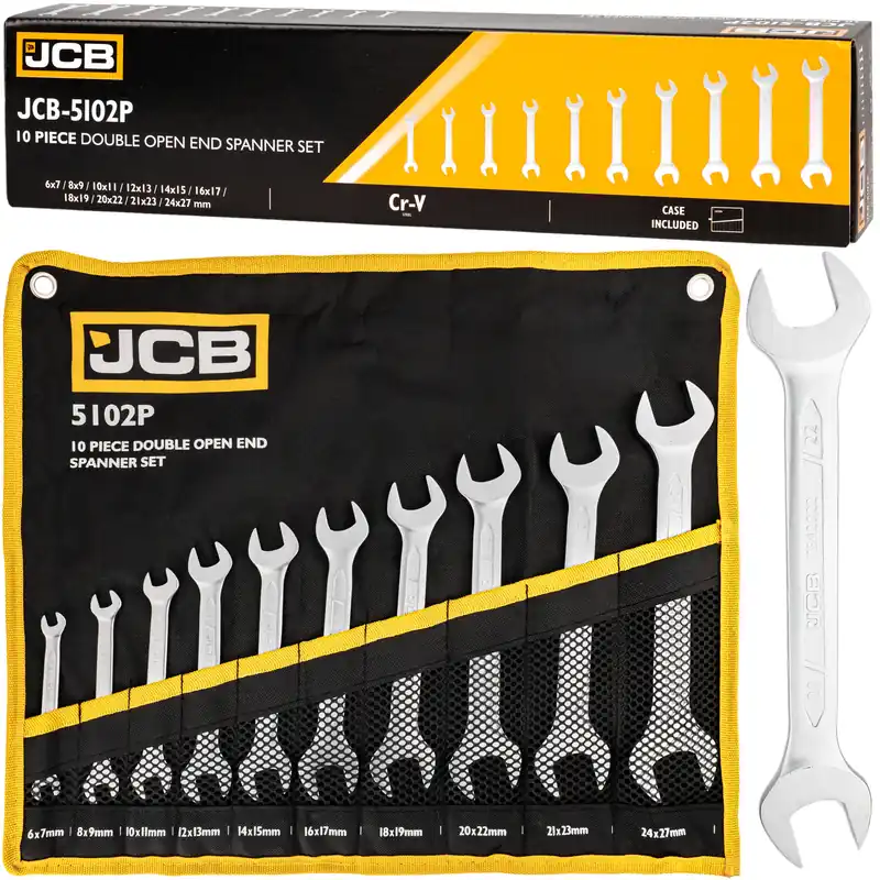 Klucze płasko oczkowe dwustronne zestaw płachta satyna Cr-V 10el 6-27mm JCB Tylko dziś