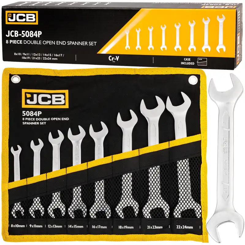 Tylko do końca tygodnia Klucze płasko oczkowe dwustronne zestaw płachta satyna Cr-V 8el 8-24mm JCB