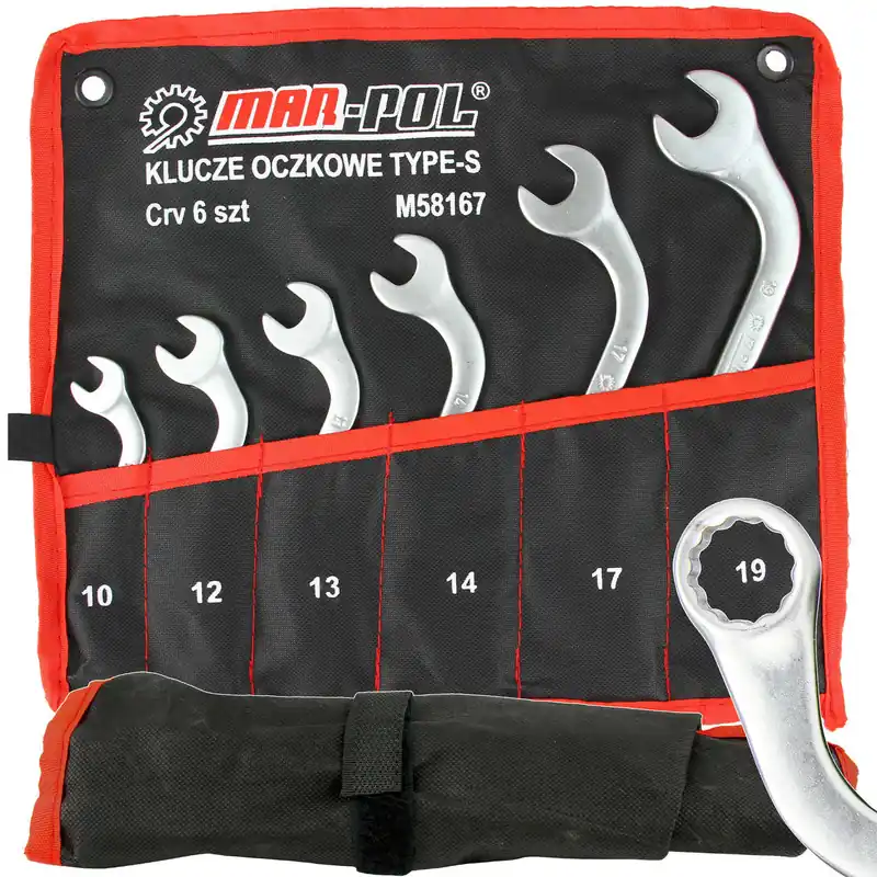 Klucze płasko oczkowe gięte do alternatorów TYP S 10-19 6 elem MAR-POL Darmowy zwrot