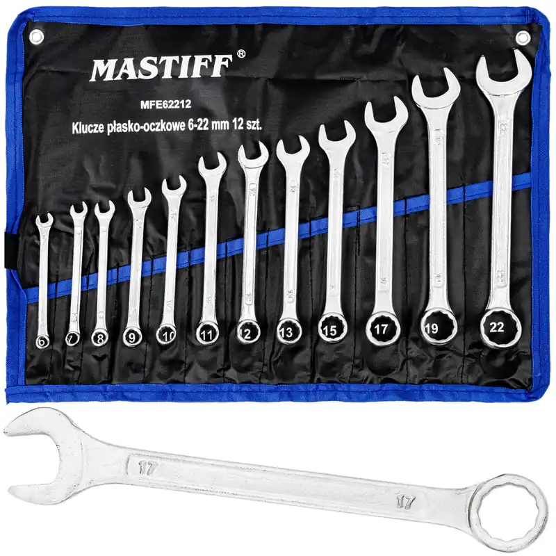 Klucze płasko oczkowe płaskie 6-22mm zestaw kluczy płachta 12el MASTIFF Sprawdź teraz