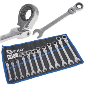 Klucze płasko oczkowe z grzechotką łamane zestaw 8-19mm 12EL GEKO Zamów dziś