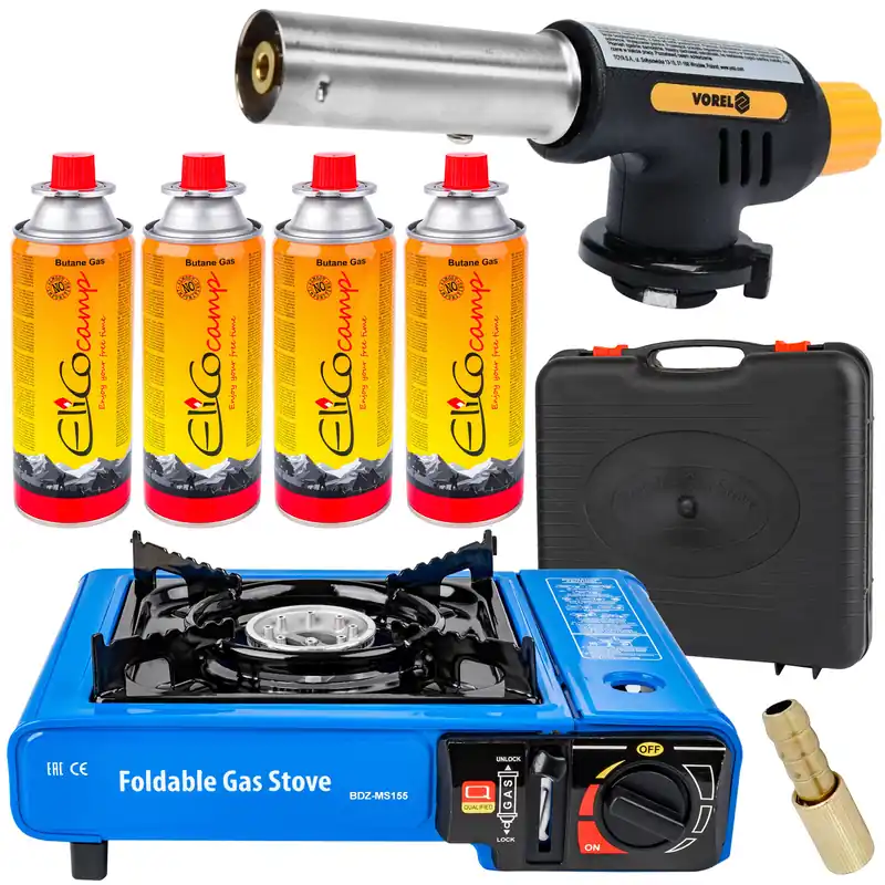 Kuchenka Gazowa Turystyczna Przenośna FORSAGE + Kartusze 4 x 400 ml + palnik YATO Taniej