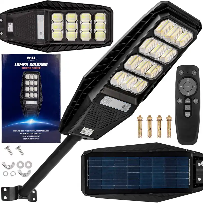 Lampa solarna uliczna LED 240W czujnik ruchu pilot VOLT POLSKA Do wyczerpania zapasów