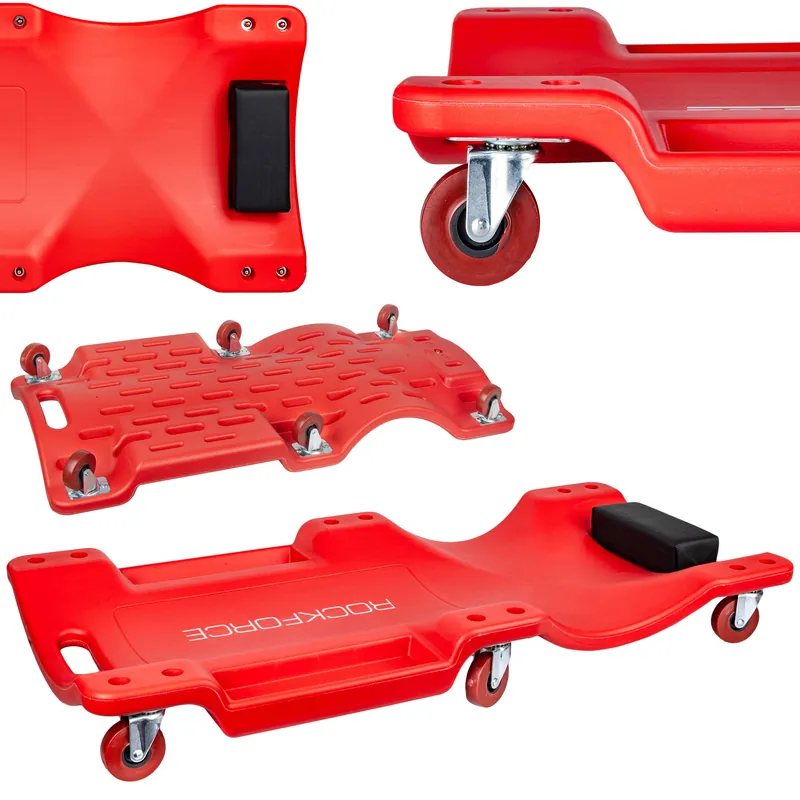 Leżanka warsztatowa plastikowa łożyskowane koła leżak z zagłówkiem 6 kółek ROCKFORCE Tylko dziś