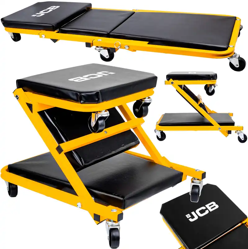 Leżanka warsztatowa składana taboret leżak 2w1 siedzisko stołek 150kg JCB Zniżka