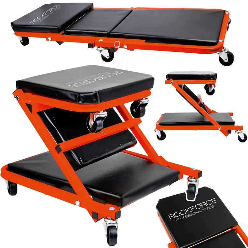 Dodaj do koszyka Leżanka warsztatowa składana taboret leżak 2w1 siedzisko stołek ROCKFORCE