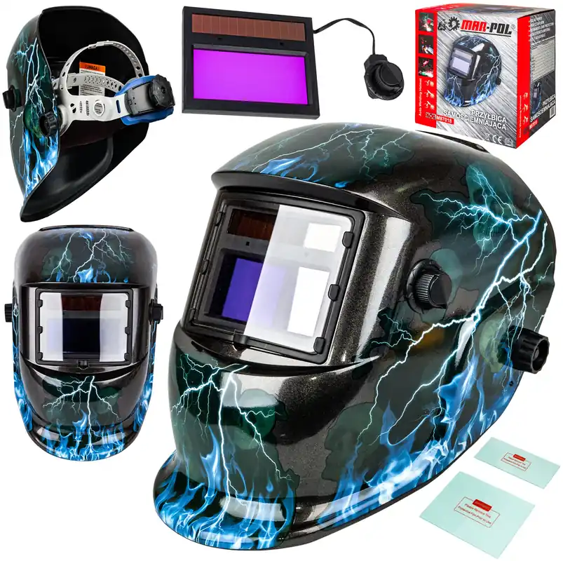 Szybka dostawa Maska spawalnicza przyłbica samościemniająca Błyskawica MAR-POL