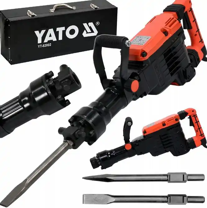 Mocny młot udarowy do kucia wyburzeniowy + 2 dłuta HEX30 70J 1600w YATO Łatwy zwrot