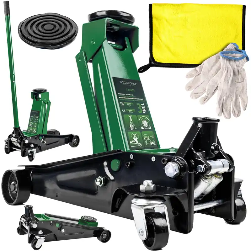 Mocny podnośnik samochodowy niskoprofilowy 2 tłoki żaba lewarek guma 3T ROCKFORCE Kup teraz