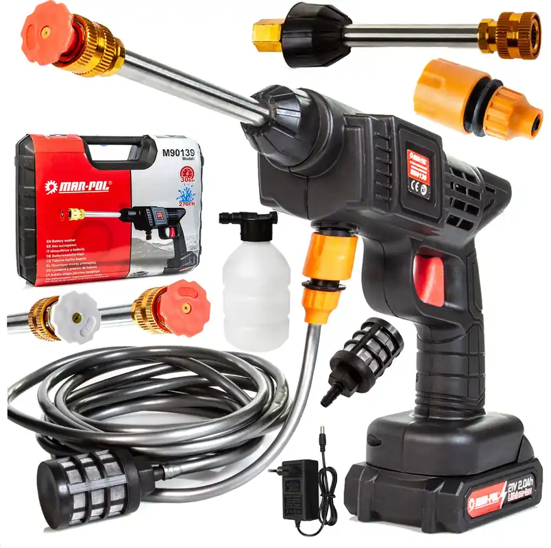 Myjka cisnieniowa akumulatorowa 21V 30bar do domu ogrodu kostki okien MARPOL Szybka wysyłka