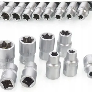 Nasadki torx 10-24mm 1/2" klucze nasadowe 9 el SILVER Łatwy zwrot