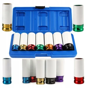 Wyjątkowa oferta Nasadki udarowe do alufelg 7 sztuk zestaw nasadek 17-27 mm BJC