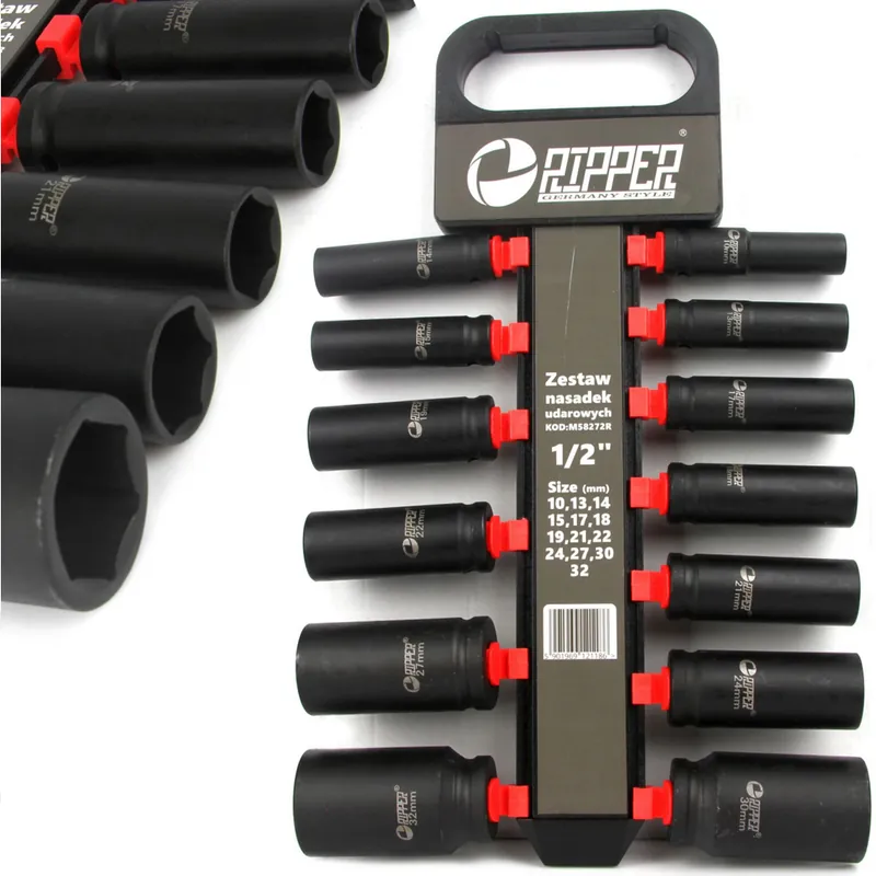 Nasadki udarowe klucze nasadowe długie 1/2" zestaw nasadek 10-32 mm 13el MAR-POL Kup teraz