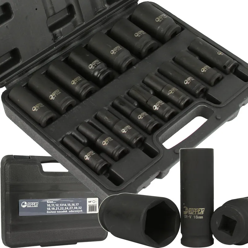 Nasadki udarowe Klucze nasadowe Zestaw 1/2" 10-32 mm 16 sztuk BJC Bestseller