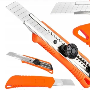 Nóż metalowy uniwersalny 18 mm do tapet wykładzin blokada ostrza FALON-TECH Premium