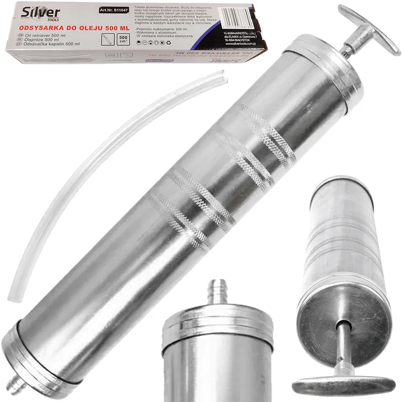 Odsysarka wysysarka ręczna do oleju pompka do oleju stalowa 500ml SILVER Super okazja