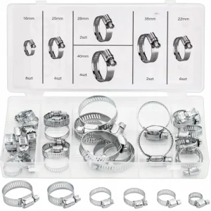 Opaski ślimakowe zaciskowe metalowe cybanty obejmy nierdzewne zestaw 26szt GEKO Ograniczona ilość