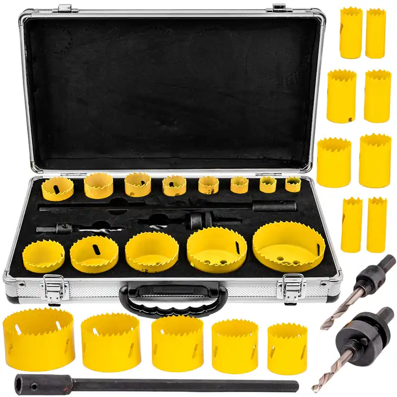 Otwornice do metalu drewna Bi-Metal 17 szt w metalowej walizce SILVER Popularny