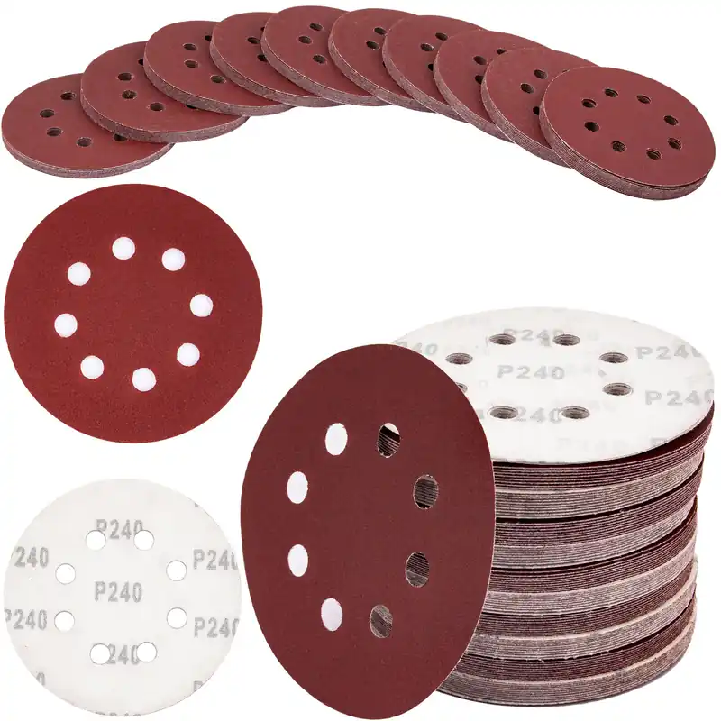 Taniej Papier ścierny na rzep krążek dysk z dziurami 125mm P240 100szt SILVER