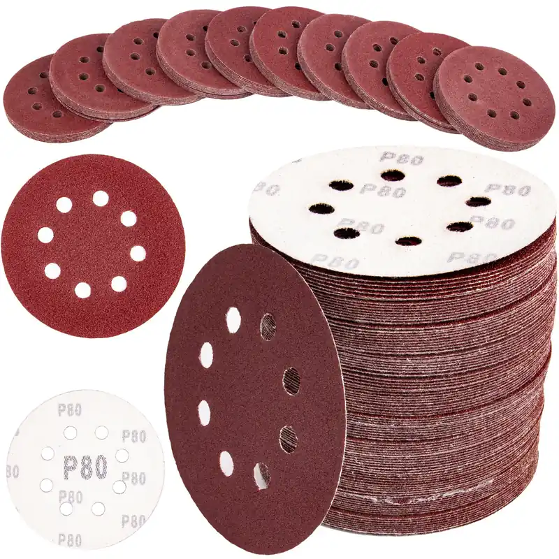 Dodaj do koszyka Papier ścierny na rzep krążek dysk z dziurami 125mm P80 100szt SILVER