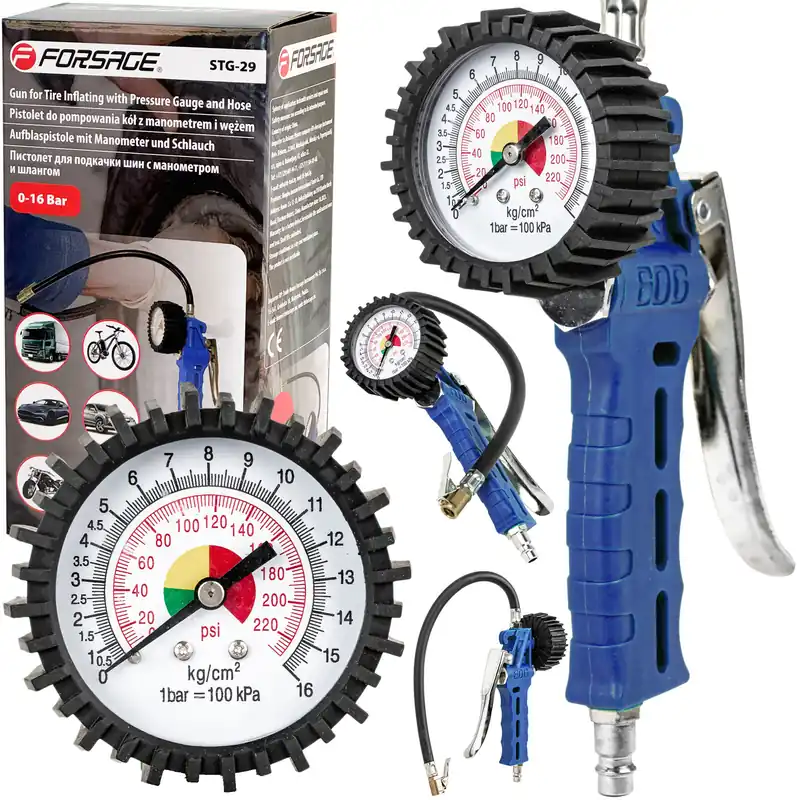 Pistolet do pompowania kół z manometrem wąż 126 bar TRADE HOUSE Nie przegap