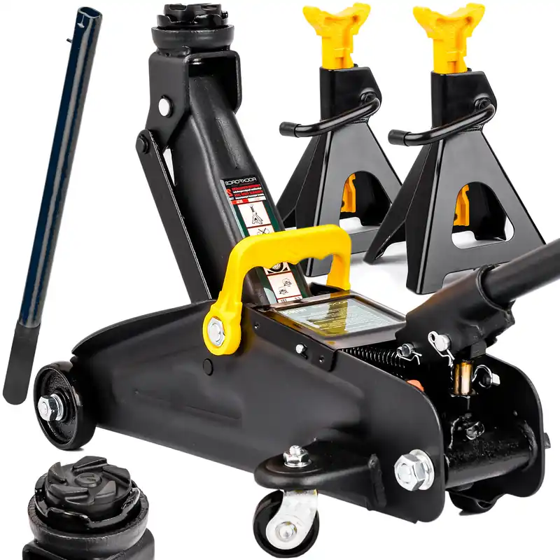 Podnośnik hydrauliczny niskoprofilowy 2T + kobyłki ROCKFORCE Szybka wysyłka