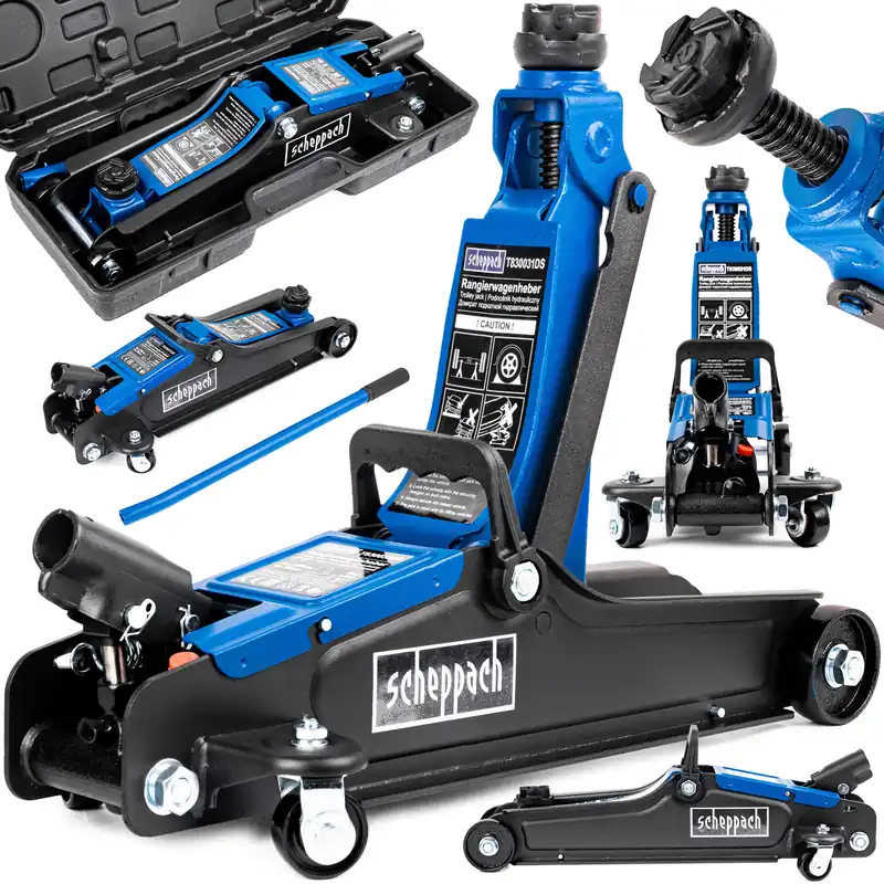Zamów teraz Podnośnik samochodowy żaba hydrauliczny walizka lewarek 2,5 tony SCHEPPACH